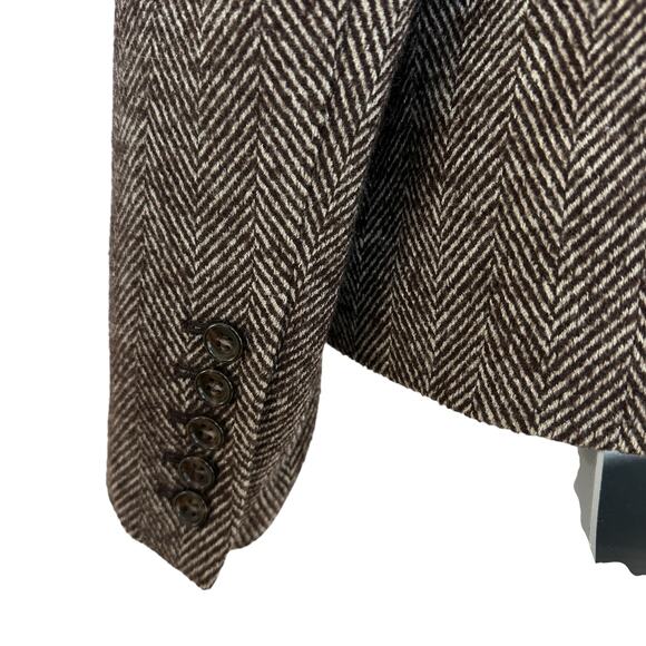 Vintage Talbots Blazer Brown White Wool Blend Herringbone Jacket Women's Size 10 - Picture 8 of 11